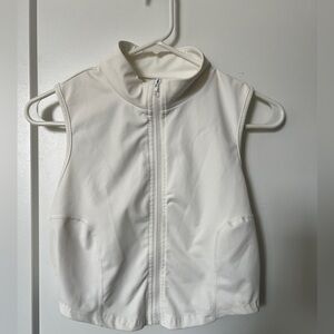 White Sleeveless Zip-Up crop workout top